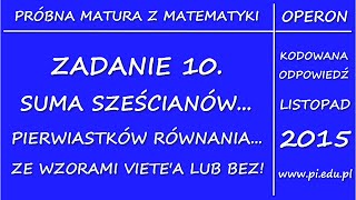 Zadanie 10 Matura z OPERONEM PR Listopad 2015 Funkcja kwadratowa [upl. by Lucais231]