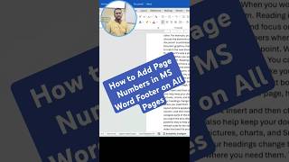 Add Page Numbers in MS Word Footer on All Pages MS Word में सभी पेज पर पेज नंबर कैसे जोड़ें shorts [upl. by Zinah]