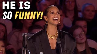 Nabil Abdulrashid BGT Audition  Judges Are LAUGHING So Hard On His Hilarious JOKES GOLDEN BUZZER [upl. by Alegnaed648]