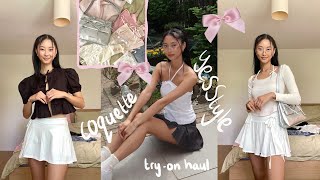 🎀 YesStyle tryon haul 🎀 Trendy coquette aesthetic below 25 [upl. by Audwin]