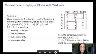 Maximal Perfect Haplotype Blocks with Wildcards RECOMBSeq prerecording [upl. by Aliak]