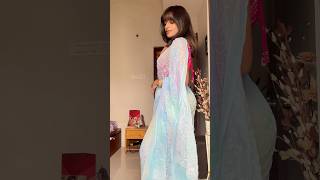 Feeling like an Arabian princess in my Diwali outfit 🪔🦋🩵 youtubeshorts festivevibes sareelove [upl. by Bywoods609]