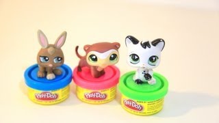 Littlest Pet Shop Play with PlayDoh toys LPS Fashion Show [upl. by Ralyks]