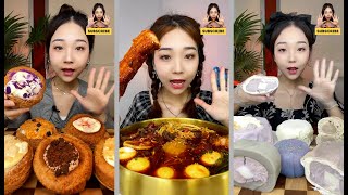 food ASMR Mukbang Today eat mix tartMala noodle and cakes asmr food yummy [upl. by Goles]