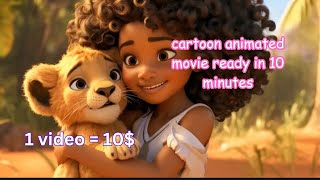 Young girl and lion story create little stories and earn daily 5 how check this video [upl. by Tesler]