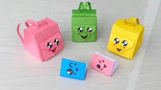 How to make a Paper School Bag  Backpack Origami  Easy Origami Paper School Bag [upl. by Atinuj]