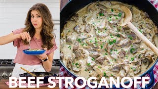 Easy Classic Beef Stroganoff Recipe  Natashas Kitchen [upl. by Irra]