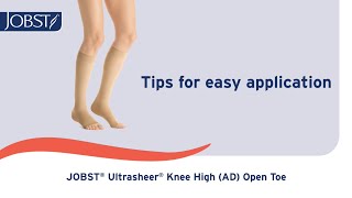 Tips for easy donning of JOBST® UltraSheer Knee High Open Toe Stockings AD [upl. by Eahsan]