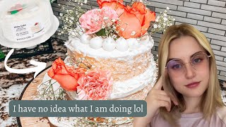 Turning a 5 Grocery Store Cake Into a Wedding Cake  DIY Wedding Cake Decorating  Haylie Michelle [upl. by Dulcine]