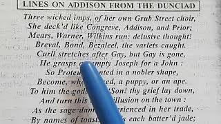 Lines on Addison from Dunciad by Alexander Pope fully explained with critical appreciation [upl. by Nuli123]