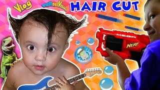 Shawns 1st Haircut ♪ FUNNY FAILS  Rock N Roll Baby FUNnel Vlog [upl. by Elleron]