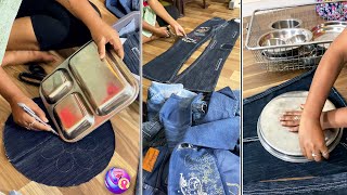 jeans recycle bag tutorial handbag making form old jeans [upl. by Brunella730]