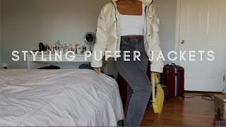 PUFFER JACKET OUTFIT IDEAS  ARITZIA Super Puff Review [upl. by Haletta]