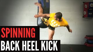 HOW TO DO A SPINNING BACK HEEL KICK [upl. by Ellives868]