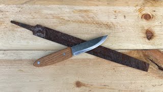 Transforming RUSTY OLD FILE into beautiful BUSHCRAFT knife [upl. by Ibbob]