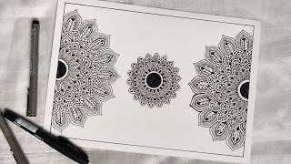 How to Draw Mandala Art  SemiCircle Mandala  How to draw Mandala for Beginners  Easy mandala [upl. by Rheims]