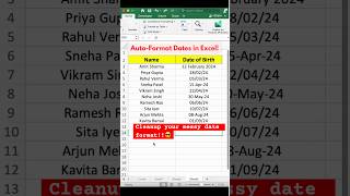 AutoFormat Dates in Excel Cleanup your messy date formats in Seconds ✌️ excel excelshorts [upl. by Tiram]