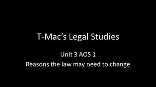 VCE Legal Studies  Unit 3 AOS 1  Reasons the law may need to change [upl. by Aserahs161]