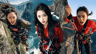 Beautiful Woman Bungee Jumping In A Beautiful Place So BraveAsmr Bungee Funny Challenge [upl. by Suivatnod]