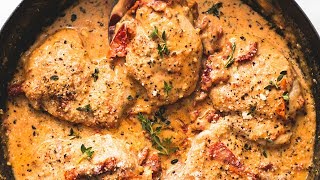 Skillet Chicken in Creamy Sun Dried Tomato Sauce [upl. by Wanyen]