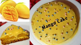 Mango Cake with Custard frosting Eggless Mango Cakehow to make Custard frosting soft amp yummy cake [upl. by Ahselak]