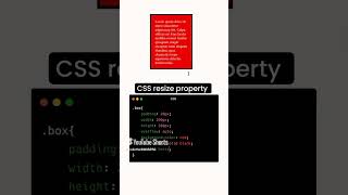 CSS resize property css property html coding trending shortsfeed shorts [upl. by Lilian]