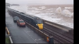 1C72 0803 London Paddington  Penzance  Storm Babet  Dawlish Sea Wall [upl. by Eenaej639]