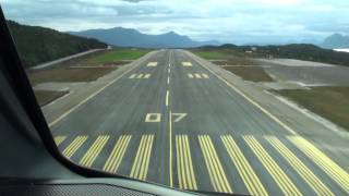 Wideroe Dash 8300 cockpit view landing Kristiansund [upl. by Anecusa244]