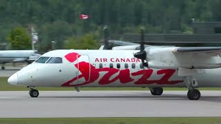 Air Canada Jazz de Havilland Dash 8300 takeoff from Castlegar [upl. by Rozanna444]