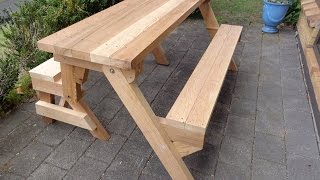 Folding picnic table made out of 2x4s [upl. by Inuat]