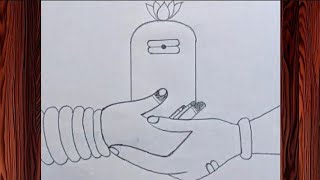 how to draw Shiva lingam  Sivan and Parvati hand with shiva lingam drawing picture  simple drawing [upl. by Gault]