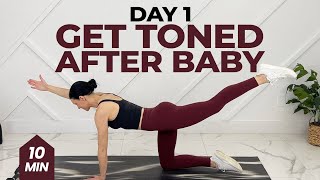 FULL BODY Postpartum Workout DAY 1 POSTPARTUM WORKOUT CHALLENGE [upl. by Bose960]