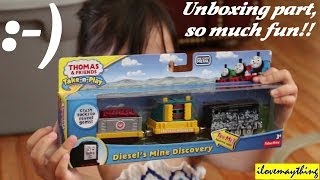 Thomas Take N Play Unboxing Diesels Mine Discovery Diecast Train [upl. by Tteirrah]