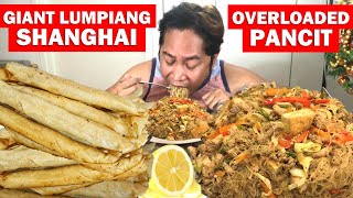 GIANT LUMPIANG SHANGHAI OVERLOADED PANCIT BIHON GUISADO Filipino Food Mukbang [upl. by Gutow]