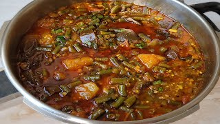 GUJARATI STYLE CHORI BATATA RINGAN NU SHAAK  WINTER SPECIAL  LONG BEANS POTATOES EGGPLANT SUBZI [upl. by Geno]