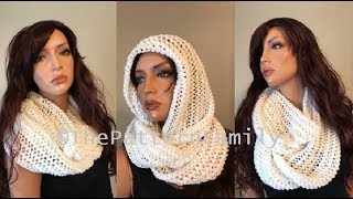 How to Knit Infinity Lace Scarf Pattern 586│by ThePatternFamily [upl. by Brit]