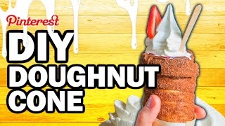 DIY Doughnut Ice Cream Cone  Man Vs Corinne Vs Pin [upl. by Anitnatsnok]