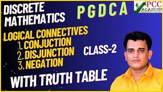 CLASS 2  Logical Connectives  Conjunction  Disjunction  Negation  Discreate Mathematics [upl. by Monreal]