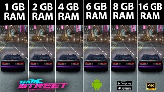 CarX Street RAM Comparison  1GB VS 2GB VS 4GB VS 6GB VS 8GB VS 16GB Android 4K 60 FPS [upl. by Undine]