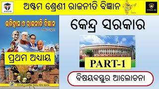 Class 8 Political Science  ଅଷ୍ଟମ ଶ୍ରେଣୀ  ପ୍ରଥମ ଅଧ୍ୟାୟ  Kendra Sarkar  Rajniti Bigyan  Odia [upl. by Ramberg]