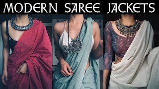 2021 Latest amp Trending SAREE JACKET Designs with Unique Necklace  Modern Indian SAREE JACKETS [upl. by Alim]