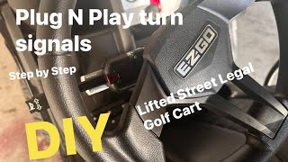 Street legal lifted golf cart turn signals installed DIY EzGO club car Yamaha [upl. by Bollen]