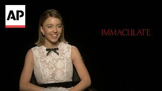 Sydney Sweeney on primal guttural rage in Immaculate  AP interview [upl. by Arlan906]