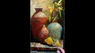 Still life oil painting Vugar Mamedov [upl. by Aihsyla]