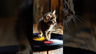 Cat Balancing on a Spinning Vinyl Record 🎶😻  viralshort viralvideo catmeowing felineserenity [upl. by Annitsirhc]