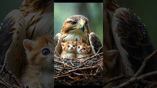 Hawk Adopts Kittens in the Wild cat eagle animal [upl. by Ilyssa]