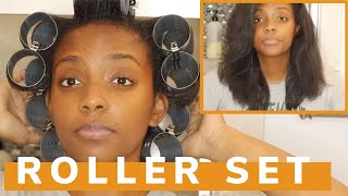 Roller Set on Texlaxed Hair Add Volume to Textured Relaxed Hair [upl. by Tteltrab]