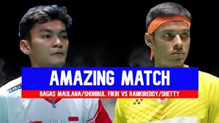 BAGAS MAULANASHOHIBUL FIKRI VS SATWIKSAIRAJ RANKIREDDYCHIRAG SHETTY BADMINTON AMAZING MATCH [upl. by Donatelli]