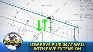 Low Eave Purlin at Wall with Eave Extension  How To DIY Steel Building [upl. by Etirugram]