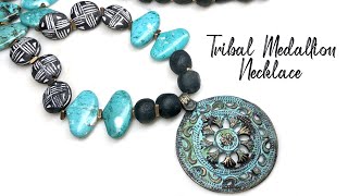 Turquoise Tribal Medallion Necklace DIY Jewelry Tutorial And Story Time 🫣 [upl. by Oos]